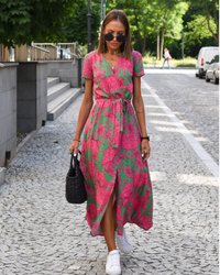 Tabea | Damen Elegante Wickelkleid | Abendkleid in Rosa