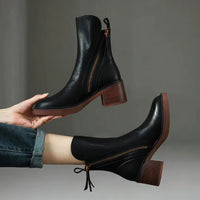 Damen Casual Lederstiefeletten - Hella in Schwarz