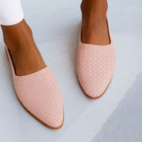 Charlotte | Damen Comfortable Sandals Leder Geflochten Spitzer Slingback Flach in Hellrosa
