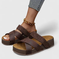 Hannah | Damen Comfortable Sandals Orthopädische Plateau-Kreuzriemen Sommersandalen in Braun