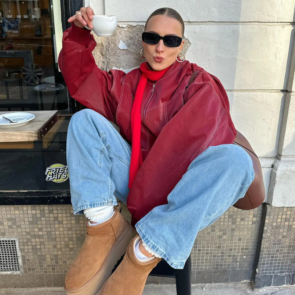 Kattie | Damen Classic Bomber Jacke | Rot