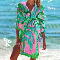 Miriam | Damen Elegant Hemd Kleid | Langarm in Rosa Insel
