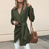 Wilhelmina | Damen Lange Strickjacke | Leichte in Smaragdgrün