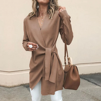 Wilhelmina | Damen Lange Strickjacke | Leichte in Sandbraun