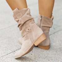 Silvia | Damen Elegant Stiefeletten | Flach in Aprikose