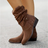 Silvia | Damen Elegant Stiefeletten | Flach in Dunkelbraun
