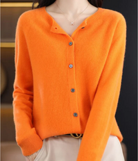Imke | Damen Elegant Strickjacke | Leichte in Orange