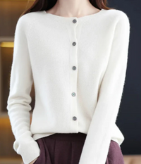 Imke | Damen Elegant Strickjacke | Leichte in Weiß