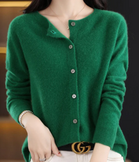 Imke | Damen Elegant Strickjacke | Leichte in Dunkelgrün