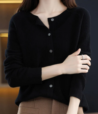 Imke | Damen Elegant Strickjacke | Leichte in Schwarz