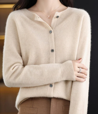 Imke | Damen Elegant Strickjacke | Leichte in Khaki
