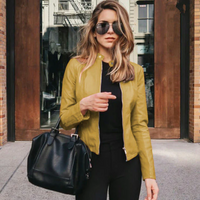 Yasmin | Damen Elegante Jacke | Kurze Mantel in Gelb