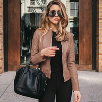 Yasmin | Damen Elegante Jacke | Kurze Mantel in Khaki