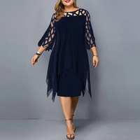 Mona | Damen Elegant Partykleid | Midi in Tiefblau