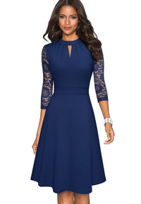 Dhalia | Elegant Partykleid | Midi in Marineblau