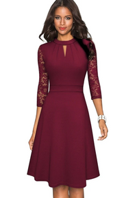 Dhalia | Elegant Partykleid | Midi in Burgundisch