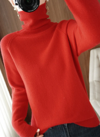 Yiva | Damen Elegante Rollkragenpullover | Strick in Rot
