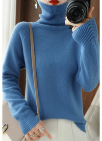 Yiva | Damen Elegante Rollkragenpullover | Strick in Blau