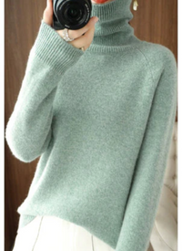 Yiva | Damen Elegante Rollkragenpullover | Strick in Grün
