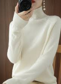 Yiva | Damen Elegante Rollkragenpullover | Strick in Weiss