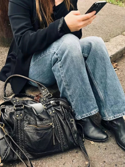 Damen elegante schwarze Umhängetasche | Designer