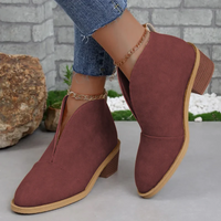 Therese | Damen Elegante Stiefeletten | Schwarz in Weinrot
