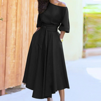 Ivana | Damen Lange Wickelkleid | Midi in Schwarz