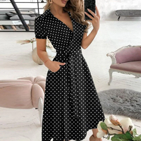 Ivana | Damen Lange Wickelkleid | Midi in Schwarz-1