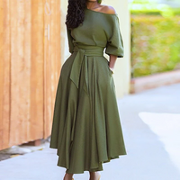 Ivana | Damen Lange Wickelkleid | Midi in Grün