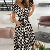 Ivana | Damen Lange Wickelkleid | Midi in große Punkt