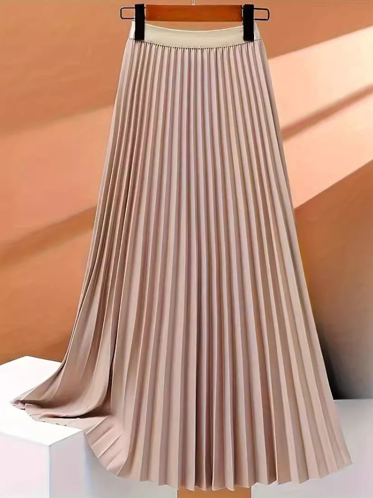 Damen eleganter Midirock mit hoher Taille | Lang