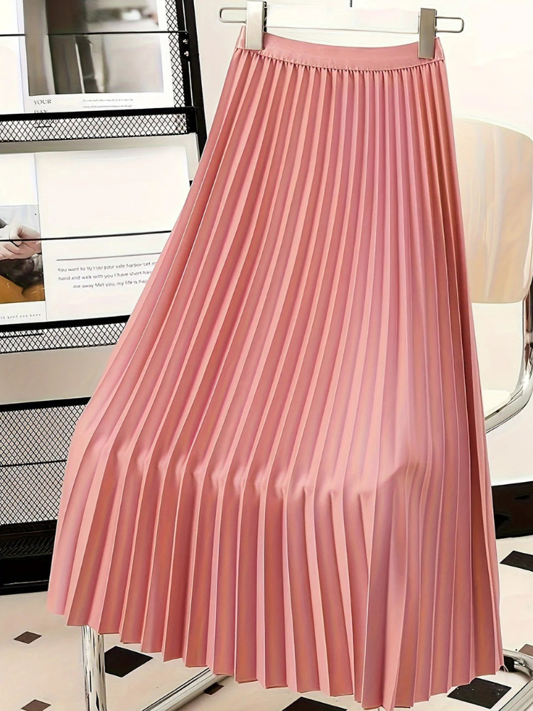 Damen eleganter Midirock mit hoher Taille | Lang