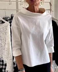 Pia | Damen Stehkragen Pullover | Elegant in Weiß