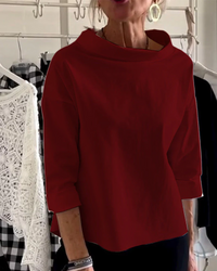 Pia | Damen Stehkragen Pullover | Elegant in Bordeaux