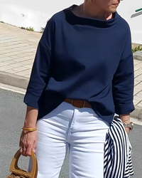 Pia | Damen Stehkragen Pullover | Elegant in Marineblau