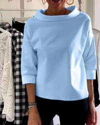 Pia | Damen Stehkragen Pullover | Elegant in Blau