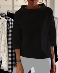 Pia | Damen Stehkragen Pullover | Elegant in Schwarz