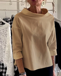 Pia | Damen Stehkragen Pullover | Elegant in Khaki