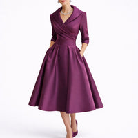 Leonie | Damen Elegantes A-Linien Midi-Kleid für Hochzeitsgäste im Herbst in Lila