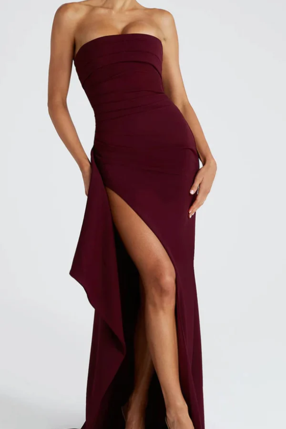 Damen elegantes Abendkleid mit hohem Beinschlitz | Maxi