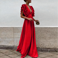 Damen elegantes Kleid für Hochzeitsgäste | Maxi in Rot