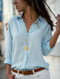 Elisa | Damen Langarmbluse | Elegant in Hellblau