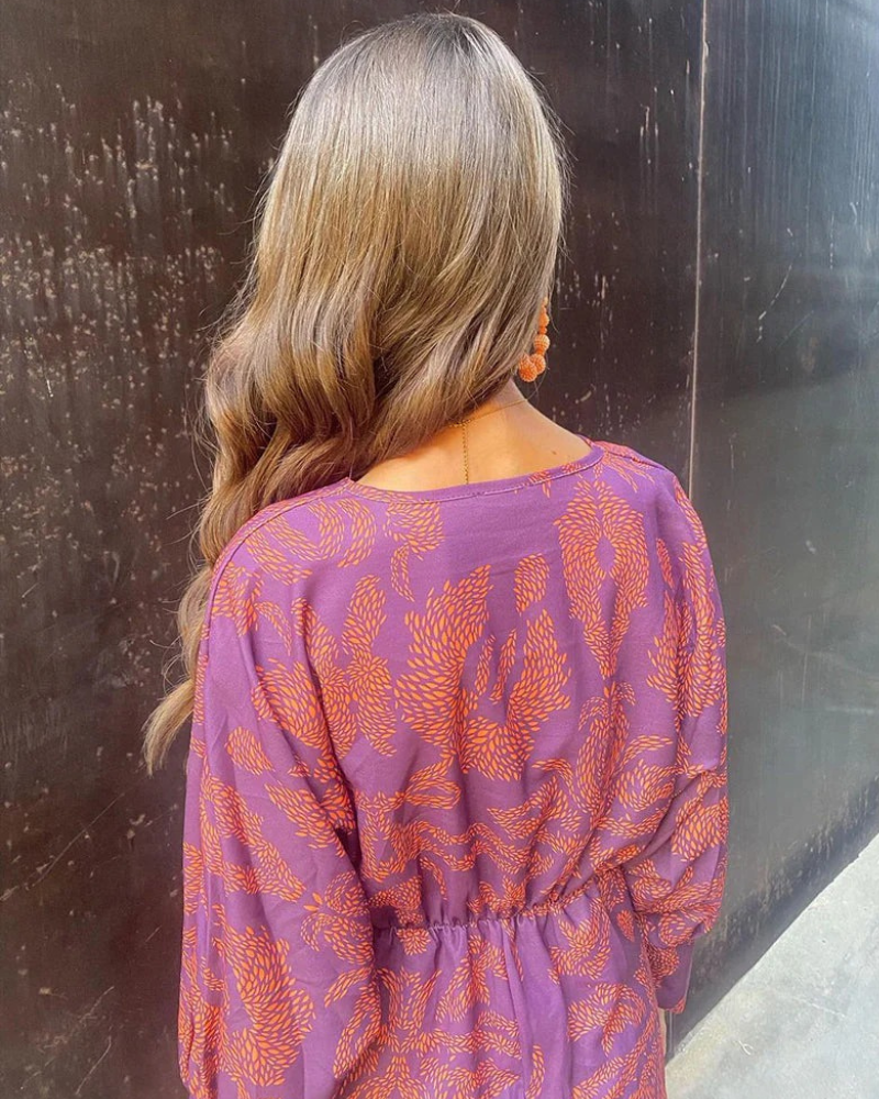 Damen elegantes langärmliges Kleid | Maxi