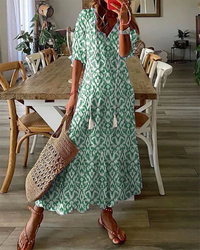 Livia | Damen Elegant Boho Kleid | Sommer in Grün