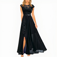 Damen elegantes Spitzen-Party-Kleid | Maxi in Schwarz