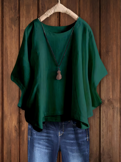 Damen entspanntes Tunikatop | Kurzarm