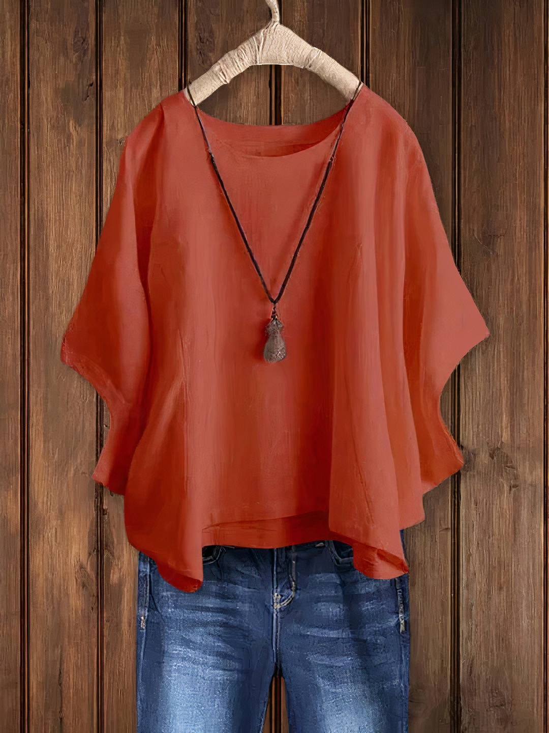 Damen entspanntes Tunikatop | Kurzarm