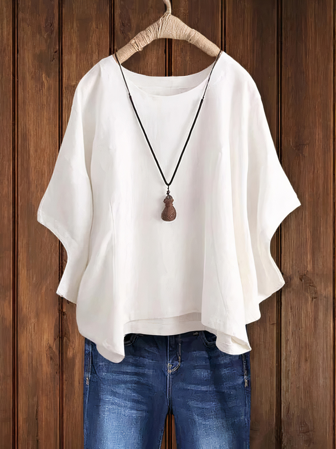 Damen entspanntes Tunikatop | Kurzarm