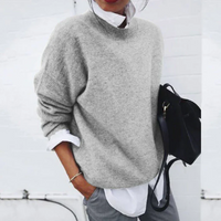 Wera | Damen Ausgefallene Strickpullover | Sweater in Hellgrau