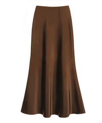 Lilli | Damen Elegantes Maxirock | Schwarz in Dunkelbraun